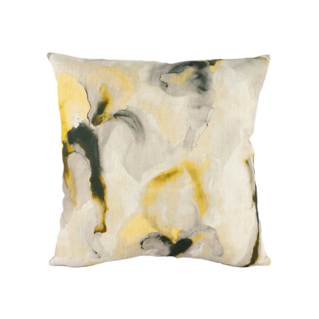 Zoffany - Water Iris - Gold / Charcoal - Abstract Water Lily Cushion Cover - Handmade Brushstroke Throw Pillow Designer Home Decor.