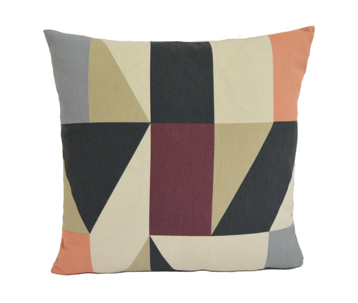 Scion - Nuevo - Grape / Blush / Indigo - Modern Patchwork Geometric Cushion Cover - Handmade Throw Pillow Designer Home Decor.