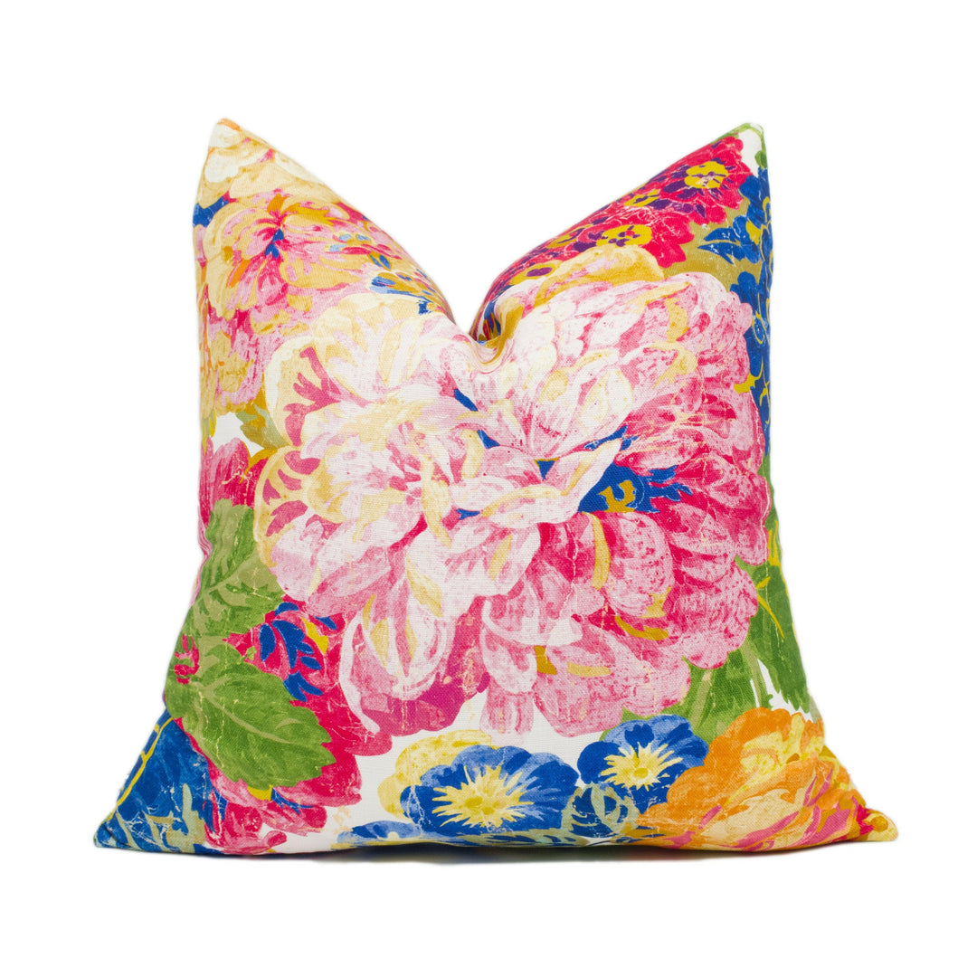 Sanderson - Rose & Peony - Cerise - Bright Colourful Graphic Floral Cushion Cover - Handmade Throw Pillow - Designer Home Décor.