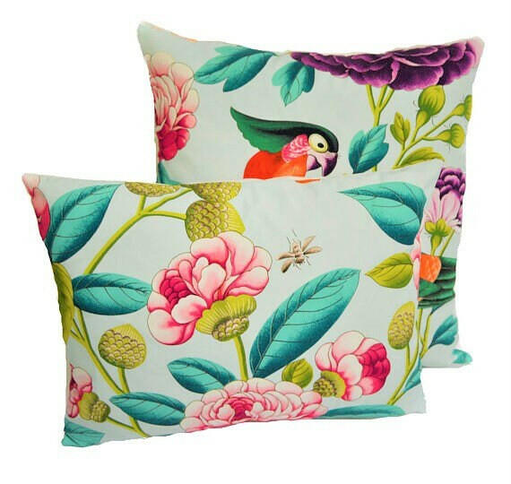 Manuel Canovas - Serendip - Turquoise - Bright Multi Coloured Floral Designer Cushion Cover - Handmade Throw Pillow - Designer Home Decor.