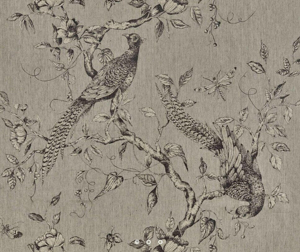 Zoffany - Darnley Toile - Empire Grey - Stunning Sophisticated Metallic Bird Cushion Cover - Handmade Throw Pillow Designer Home Decor.