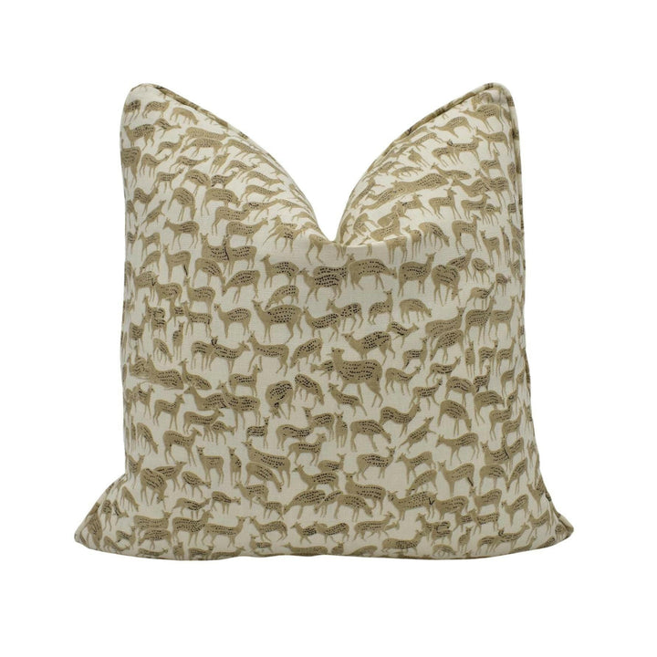 Schumacher - Fauna - Natural - Charming & Unique Designer Deer Cushion Cover - Luxury Throw Pillow - Handmade Home Decor Scatter Sofa.