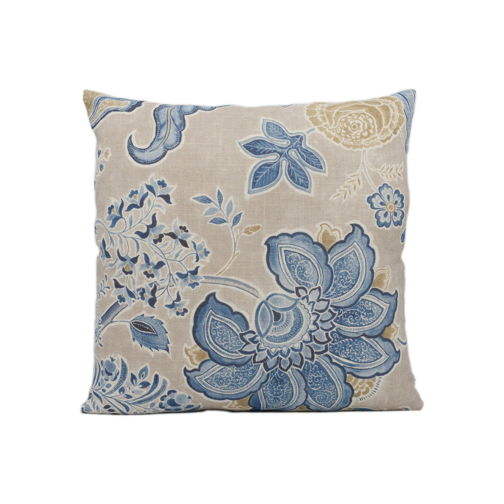 Sanderson - Shalimar - China Blue / Linen - Cushion Cover Throw Pillow Designer Home Decor.