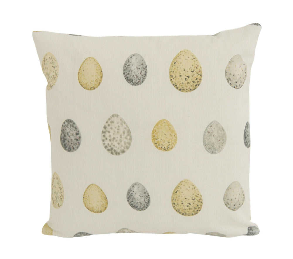 Sanderson - Nest Egg - Corn / Graphite - Charming Mottled Watercolour Eggs Designer Cushion Cover - Luxury Throw Pillow - Handmade Home.