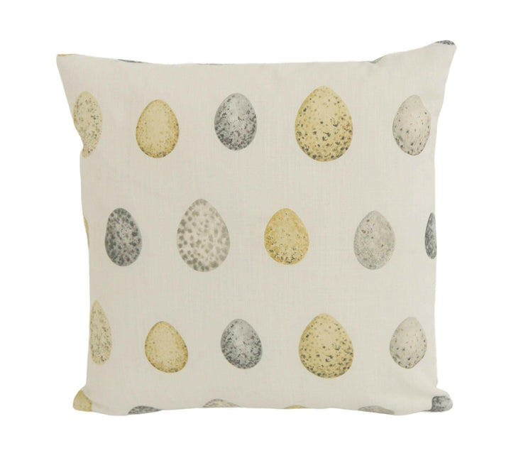 Sanderson - Nest Egg - Corn / Graphite - Charming Mottled Watercolour Eggs Designer Cushion Cover - Luxury Throw Pillow - Handmade Home.