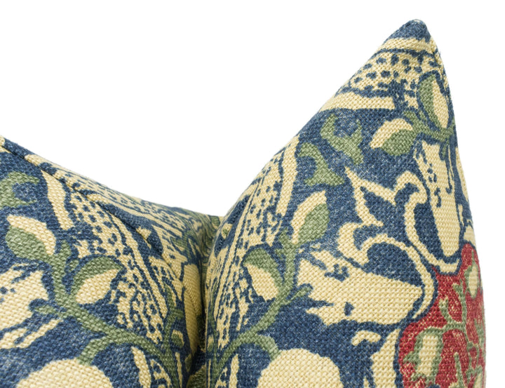 William Morris - Granada - Indigo / Red - Ornate Fruit Trellis Cushion Cover - Handmade Throw Pillow - Designer Home Décor.