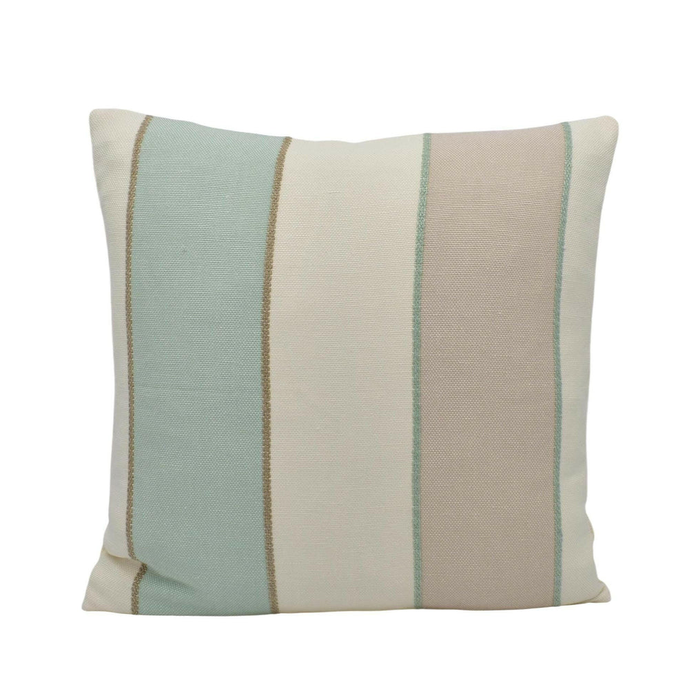 Colefax and Fowler - Callan Stripe - Aqua - Understated Embroidered Stripe Designer Cushion Cover - Luxury Throw Pillow - Handmade Home.