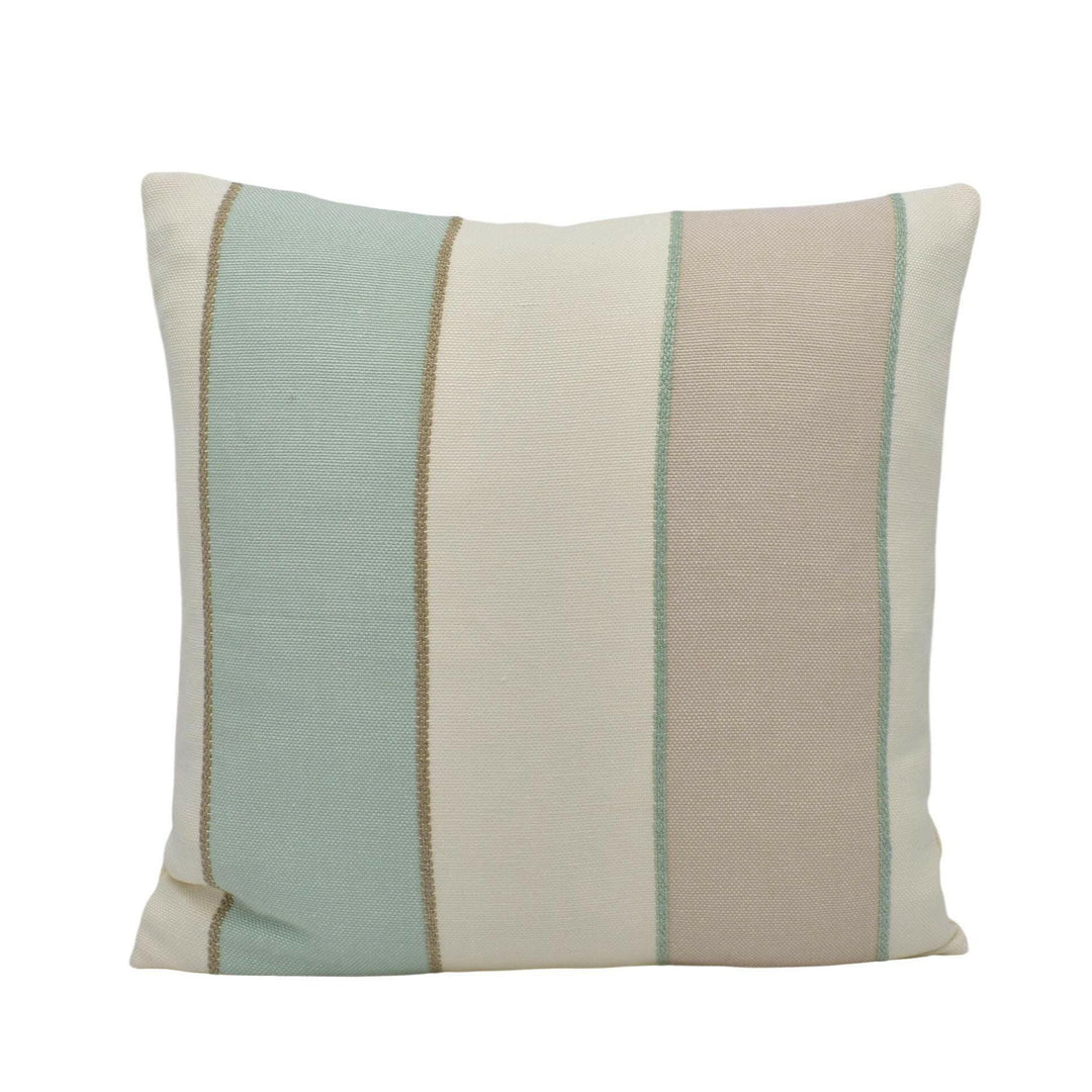 Colefax and Fowler - Callan Stripe - Aqua - Understated Embroidered Stripe Designer Cushion Cover - Luxury Throw Pillow - Handmade Home.