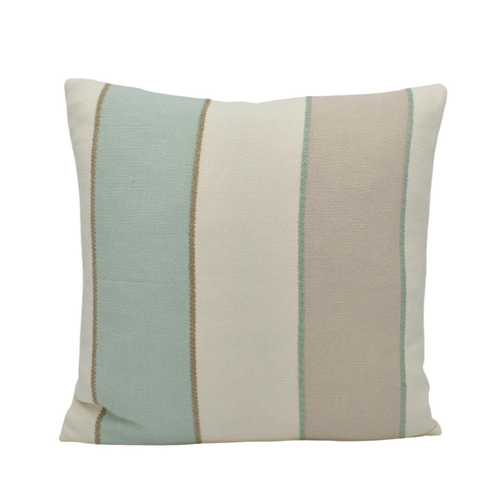 Colefax and Fowler - Callan Stripe - Aqua - Understated Embroidered Stripe Designer Cushion Cover - Luxury Throw Pillow - Handmade Home.