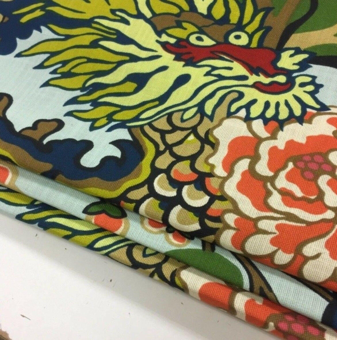 Schumacher - Chiang Mai Dragon II - Aqua Marne -  Made To Measure Professionally Made Roman Blind.