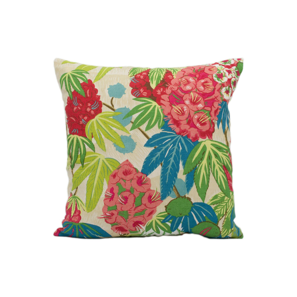 Schumacher - Del Lungo - Coral - Tiki Tropical Retro Bloom Designer Cushion Cover - Handmade Throw Pillow - Designer Home Decor.