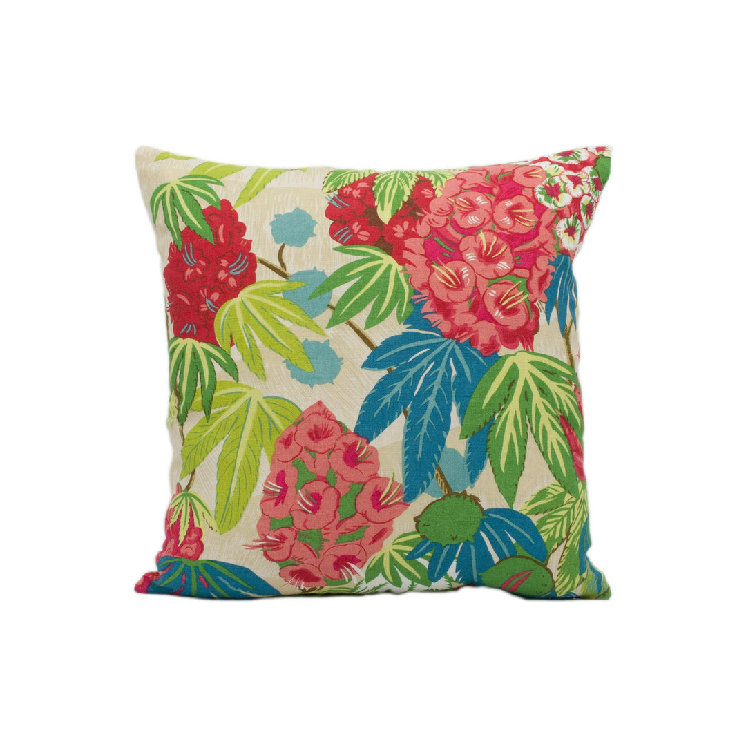 Schumacher - Del Lungo - Coral - Tiki Tropical Retro Bloom Designer Cushion Cover - Handmade Throw Pillow - Designer Home Decor.