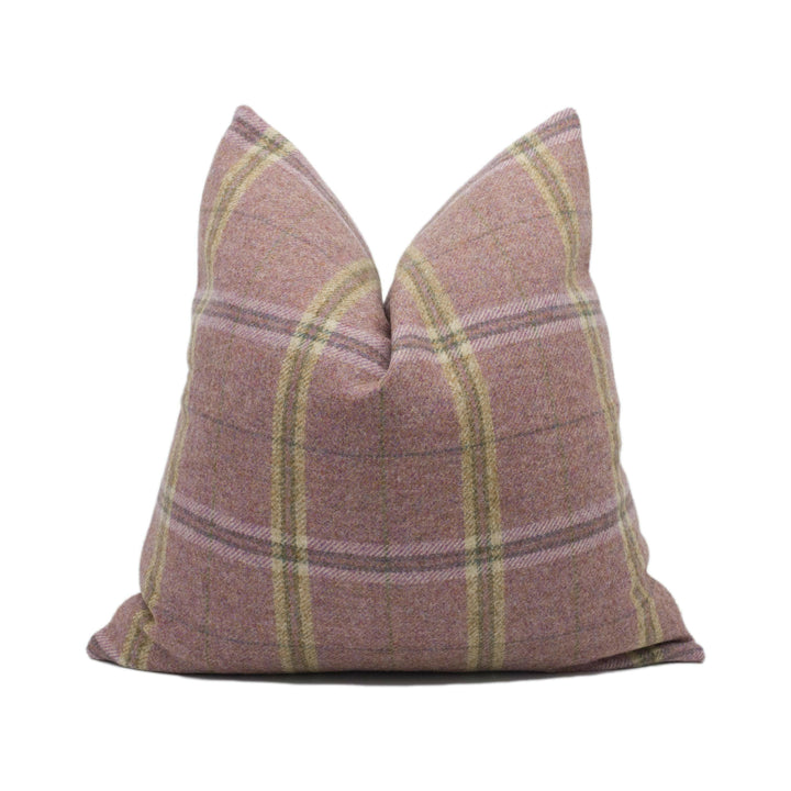 Abraham Moon - Nevis - Wild Rose - 100% Wool Cushion Cover - Designer Plaid Pillow Cover - Handmade Custom Abraham Moon Pillow.