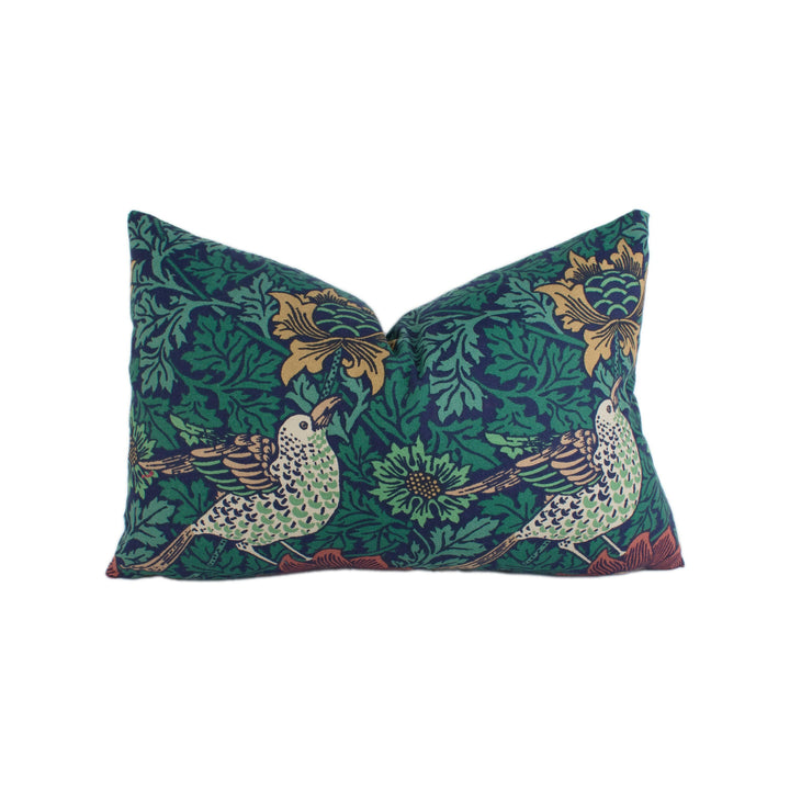 William Morris - Bird &amp; Anemone - Forest / Indigo - Stunning Classic English Designer Cushion Cover Home Décor Throw Pillow.