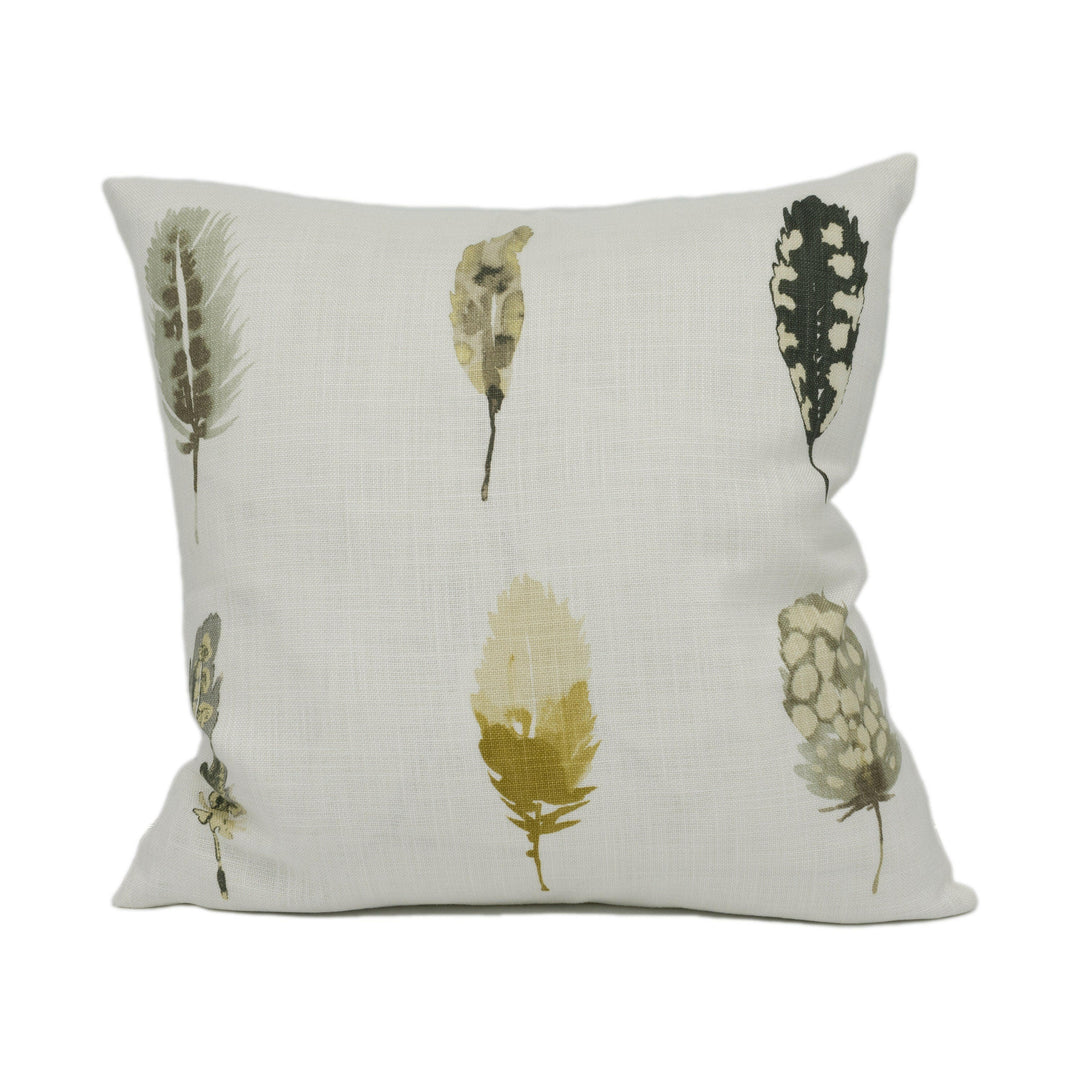 Harlequin - Limosa - Mustard / Cacao / Stone - Exotic Feather Self-Piped Cushion Cover Throw Pillow Designer Home Décor.