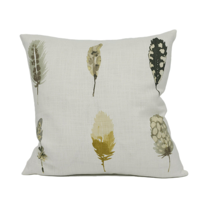 Harlequin - Limosa - Mustard / Cacao / Stone - Exotic Feather Self-Piped Cushion Cover Throw Pillow Designer Home Décor.