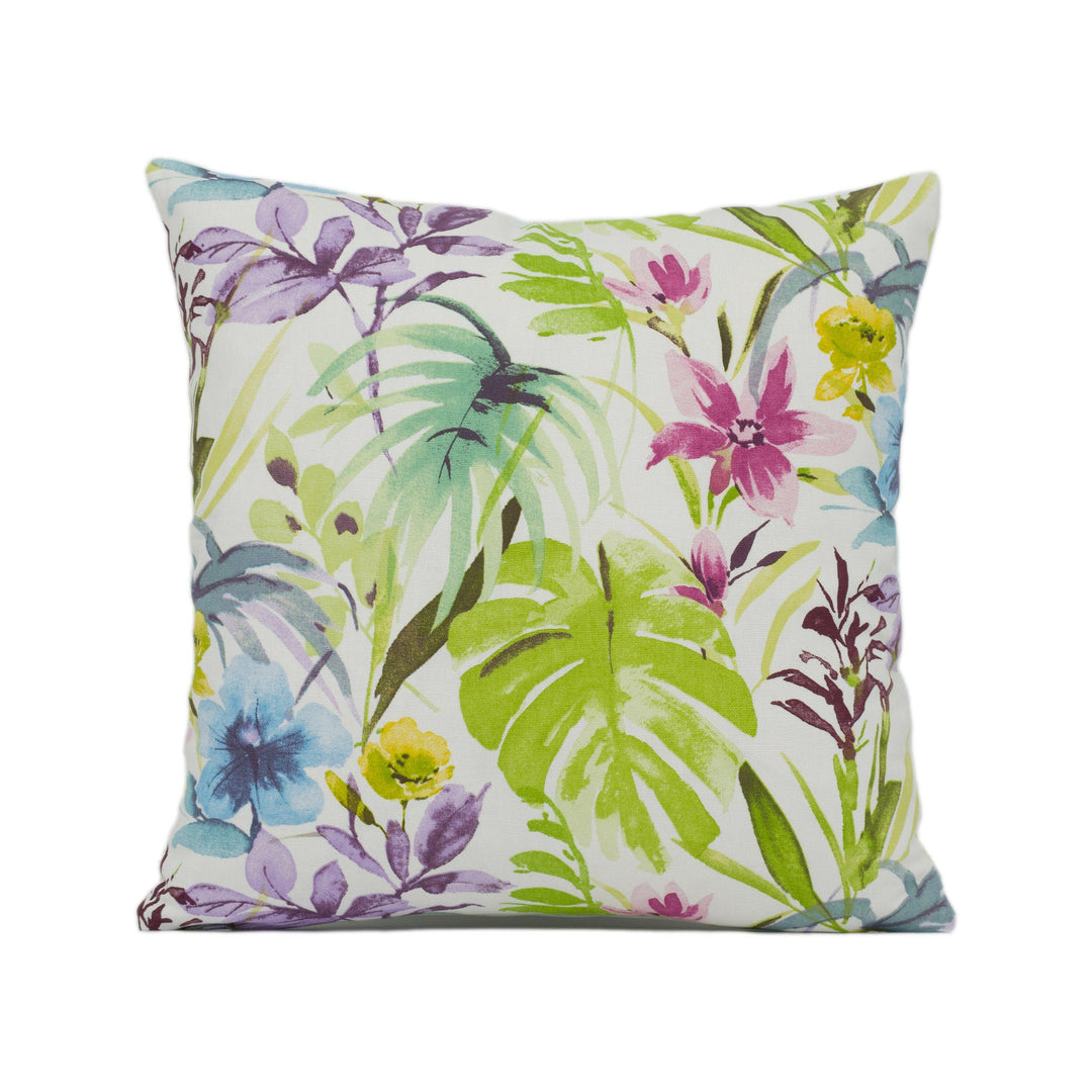 Fryetts - Funchal - Summer - Bright Colourful Painterly Tropical Floral Cushion Cover - Handmade Throw Pillow - Designer Home Décor.
