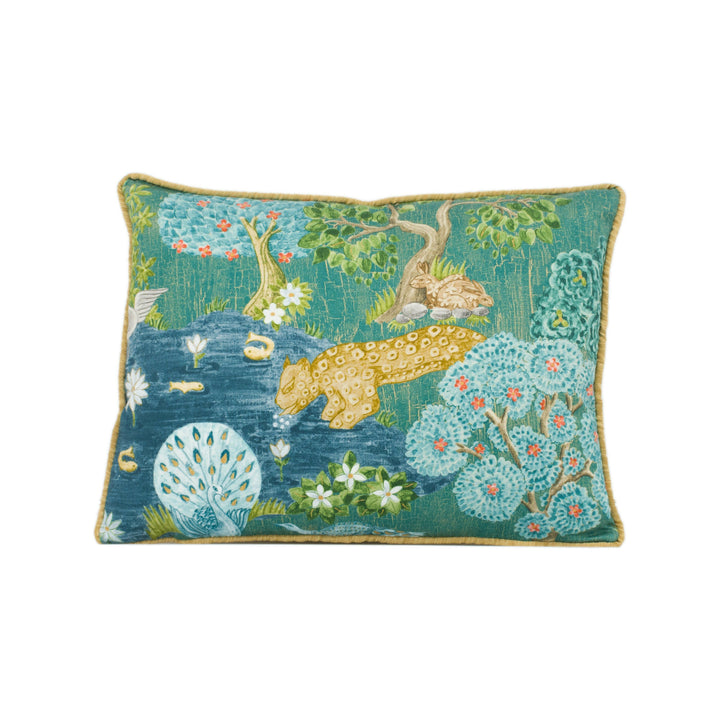 Sanderson - Pamir Garden - Teal - Persian Garden Animal Kingdom Oasis Designer Cushion Cover - Luxury Throw Pillow - Handmade Home Decor.