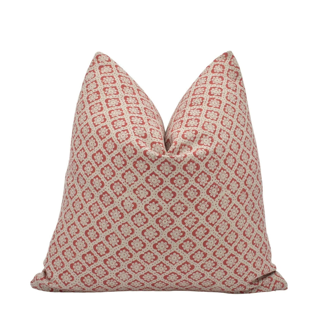 GP & J Baker - Indus Flower - Red - Indian Inspired Small Scale Floral Cushion Cover - Handmade Throw Pillow - Designer Home Décor.