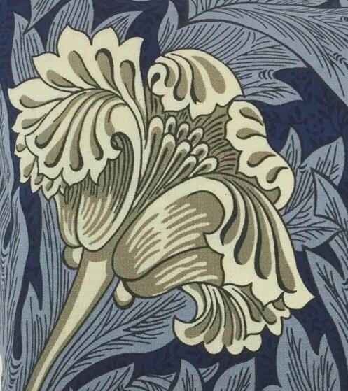 William Morris - Tulip - Indigo / Linen - Cushion Cover Throw Pillow Designer Home Decor.