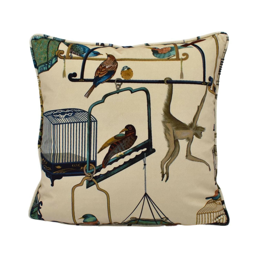 G P &amp; J Baker - Menagerie Velvet - Parchment  - Opulent Cosmopolitan Marketplace Designer Velvet Cushion Cover - Luxury Handmade Throw.