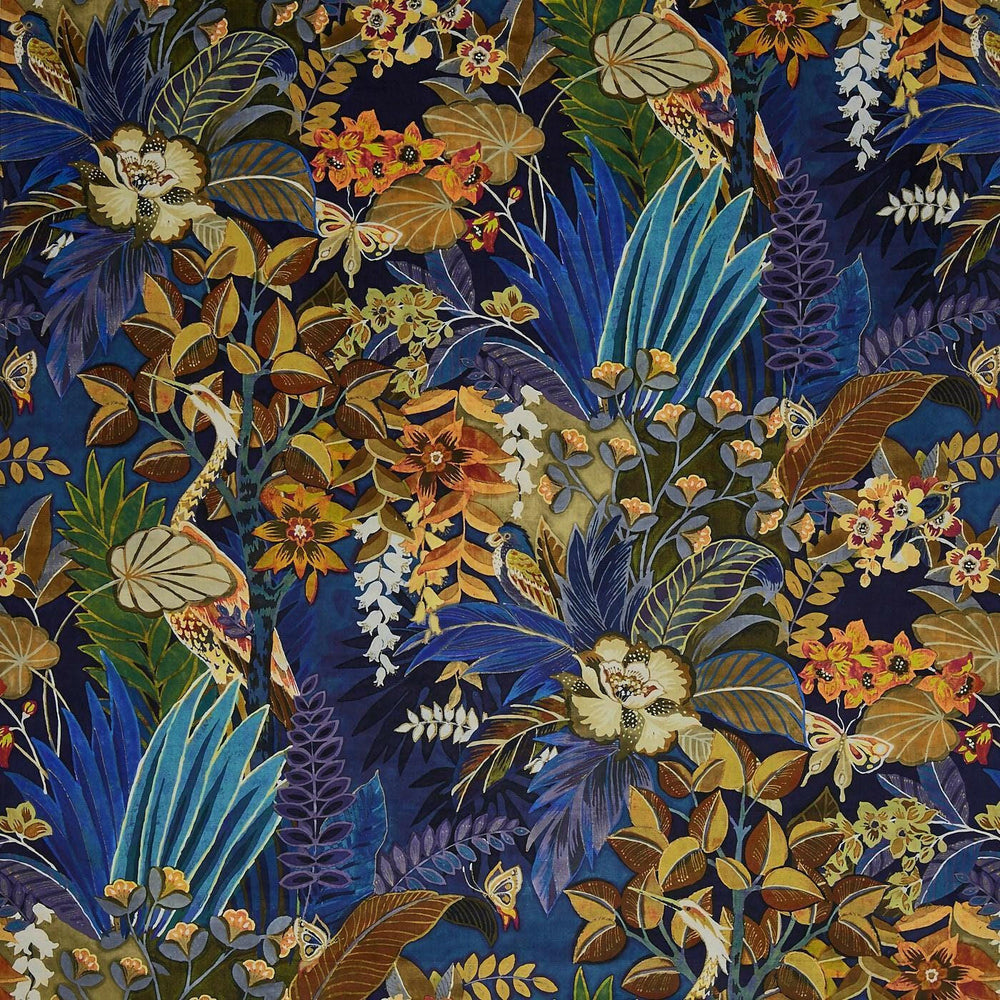 Prestigious - Hidden Paradise - Midnite - Tropical Maximalist Velvet Cushion Cover - Handmade Throw Pillow Designer Home Decor.