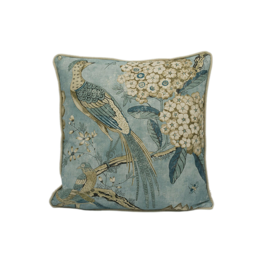 Anna French x Thibaut - Villeneuve - Aqua - Antique Avant Garde Bird Designer Cushion Cover - Luxury Throw Pillow - Handmade Home Decor.