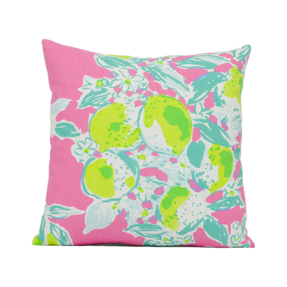 Lee Jofa - Pink Lemonade - Hotty Pink - Bright Tropical Lemon Tree Cushion Cover - Handmade Throw Pillow - Designer Home Décor.