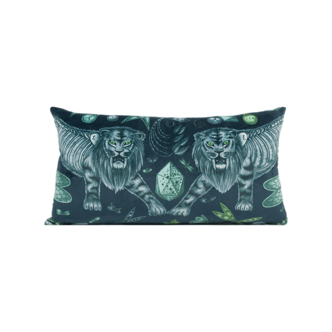 Enchanting Bold Maximalist Fantasy Extinct Animal Velvet Cushion Cover - Handmade Throw Pillow - Designer Home Décor.