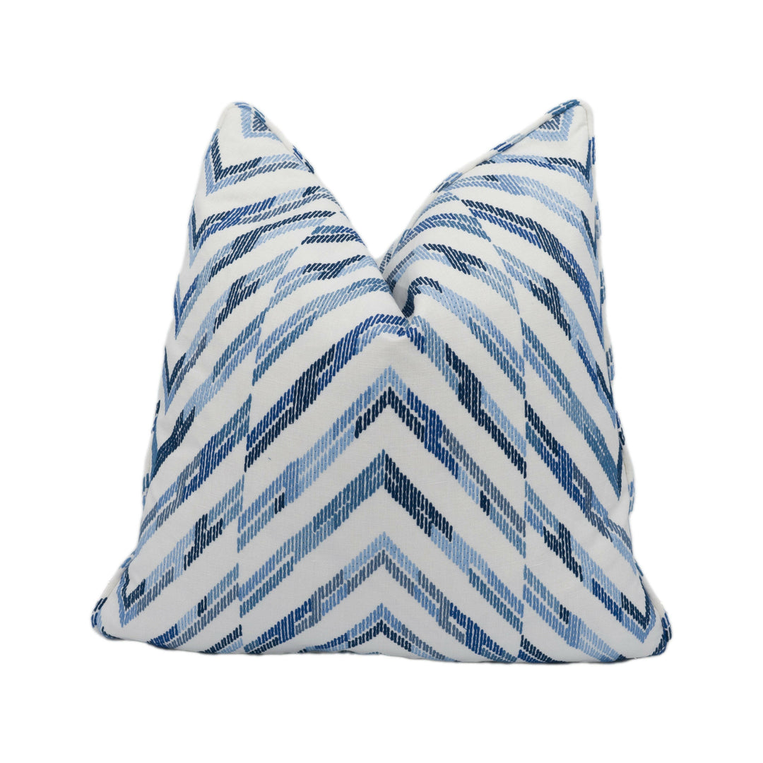 Thibaut - Hamilton Embroidery - Blue and White - Stunning Hand Made Cushion Cover Throw Pillow Designer Home Décor.