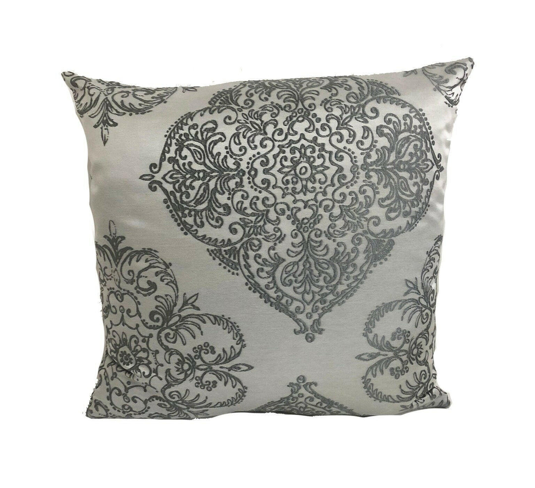 Prestigious - Adella - Sterling - Majestic Metallic Baroque Cushion Cover - Handmade Throw Pillow Designer Home Decor.