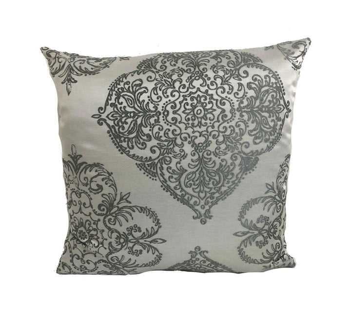 Prestigious - Adella - Sterling - Majestic Metallic Baroque Cushion Cover - Handmade Throw Pillow Designer Home Decor.