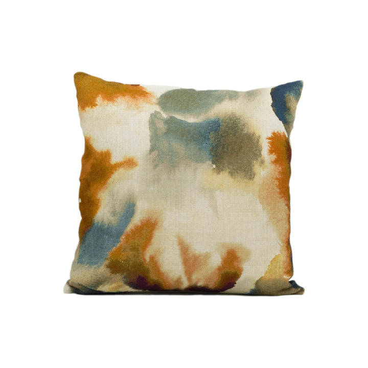 Harlequin - Flores - Rust / Ruby / Nordic Blue - Abstract Watercolour Floral Cushion Cover Handmade Throw Pillow Designer Home Decor.