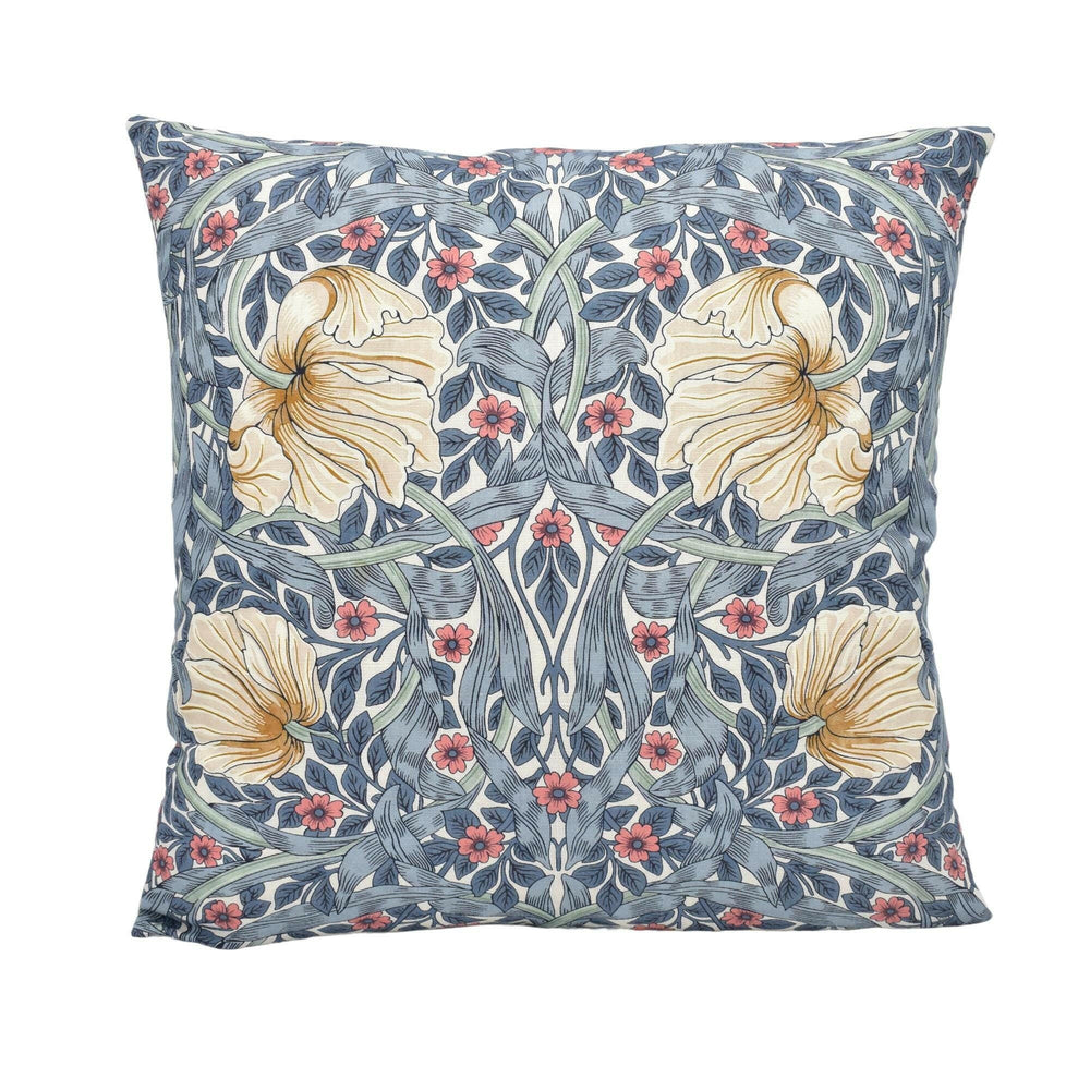 William Morris - Pimpernel - Woad / Coral - Beautiful Reimagined Modern Morris Designer Floral Cushion Cover - Luxury Throw Pillow - Luxury.