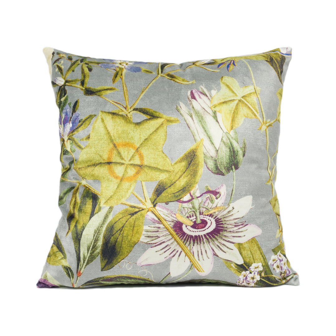 Clarke &amp; Clarke – Passiflora – Slate &amp; Amethyst – Cushion Cover – Ornate Velvet Botanical