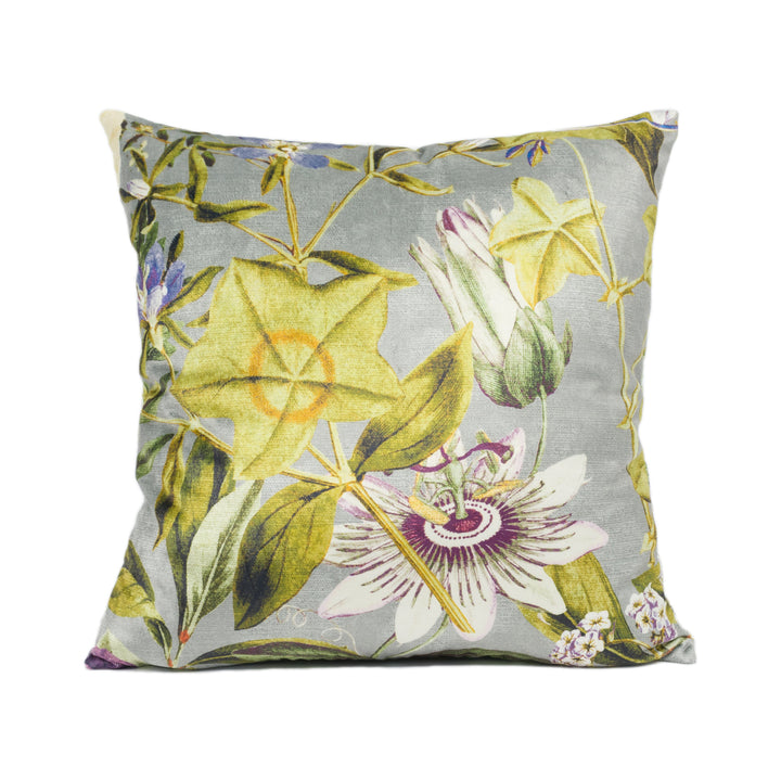 Clarke &amp; Clarke – Passiflora – Slate &amp; Amethyst – Cushion Cover – Ornate Velvet Botanical