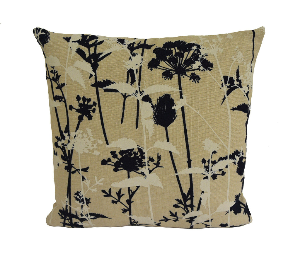 Harlequin & Clarissa Hulse - Nettles - Natural / Midnight / White - Lovely Floral Cushion Cover Throw Pillow Designer Home Decor.
