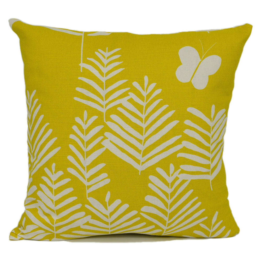 Vera Neumann for Schumacher - Fern Silhouette - Yellow - Graphic Botanical Designer Cushion Cover - Handmade Throw Pillow - Luxury Home.