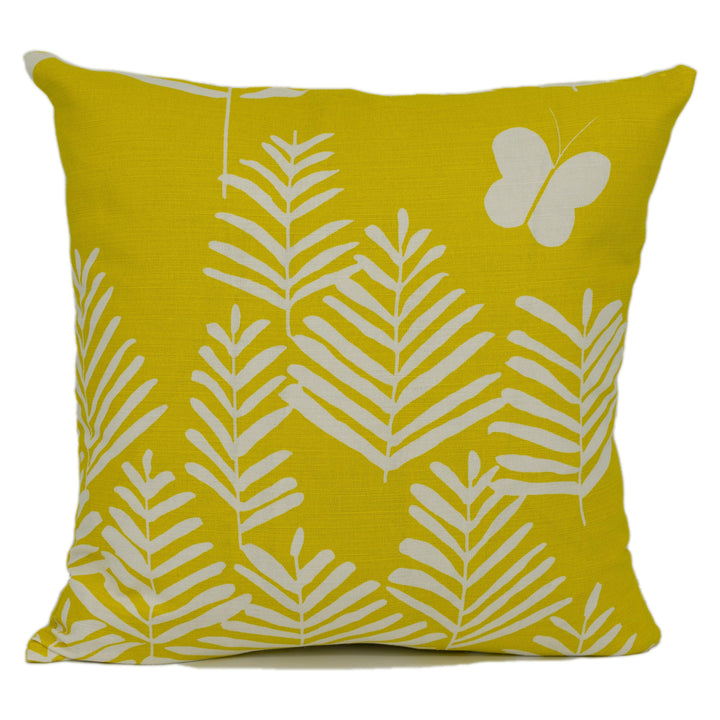 Vera Neumann for Schumacher - Fern Silhouette - Yellow - Graphic Botanical Designer Cushion Cover - Handmade Throw Pillow - Luxury Home.