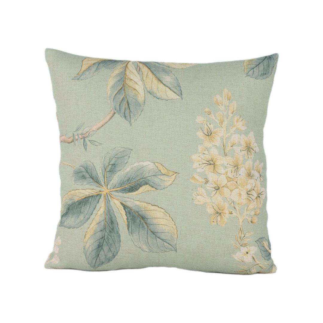 Sanderson - Chestnut Tree - Grey Blue / Sage - Traditional Trailing Chestnut Blossom Designer Cushion Cover - Luxury Throw Pillow - Handmade.