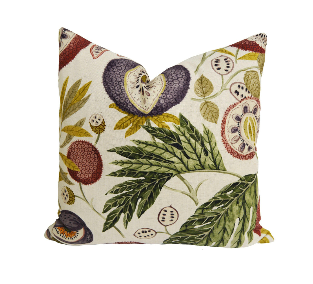 Sanderson - Jackfruit - Fig and Olive - Cushion Cover Throw Pillow Designer Home Decor.