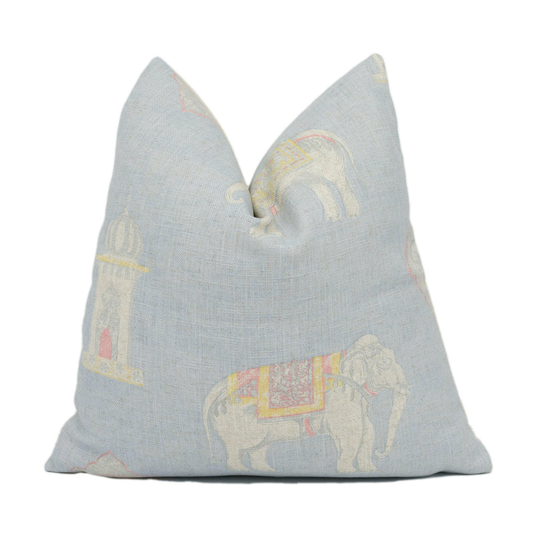 Andrew Martin - Bolo - Powder - Painterly Indian Elephant Designer Cushion Cover - Handmade Throw Pillow Luxury Home Décor.