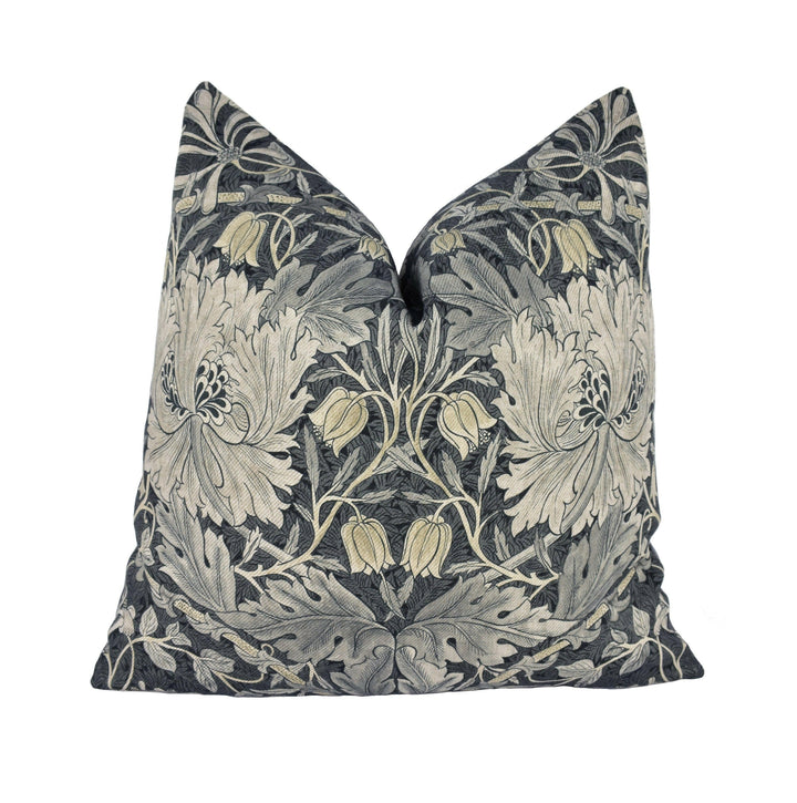 William Morris - Pure Honeysuckle & Tulip - Black Ink - Cushion Cover Throw Pillow Designer Home Decor.
