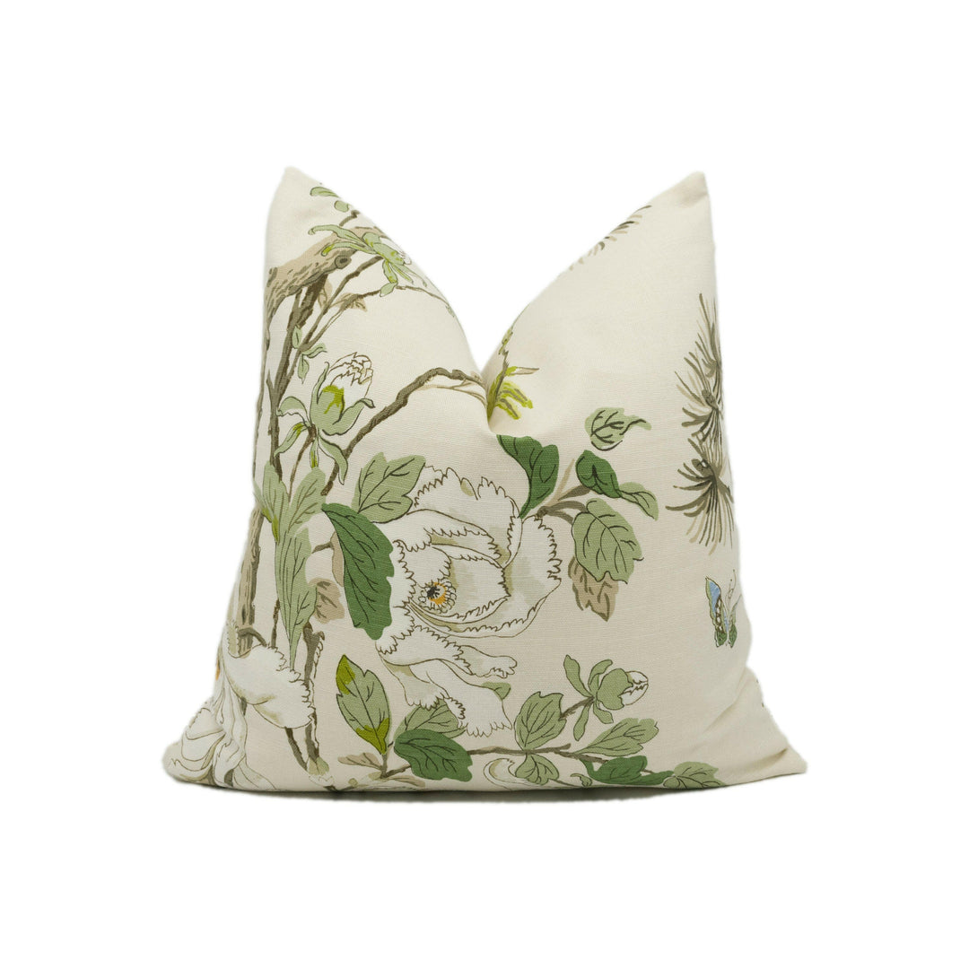 GP & J Baker - Tree Peony - Cream / Ivory / Sand - Archival Flowers and Birds Cushion Cover - Handmade Throw Pillow - Designer Home Décor.
