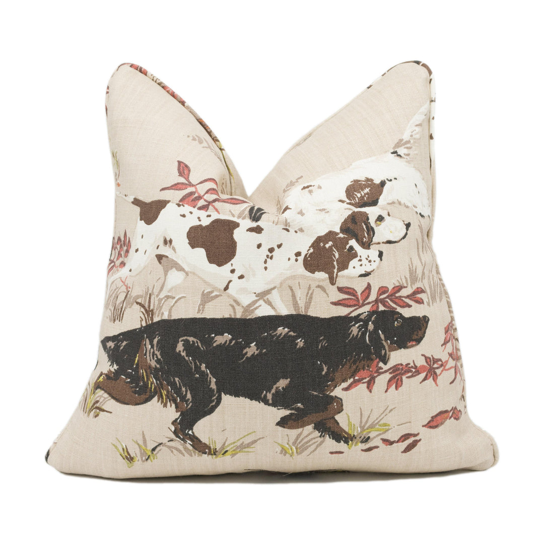 Schumacher – Pointers – Tan – Cushion Cover – Heritage Hunting Scene on Linen