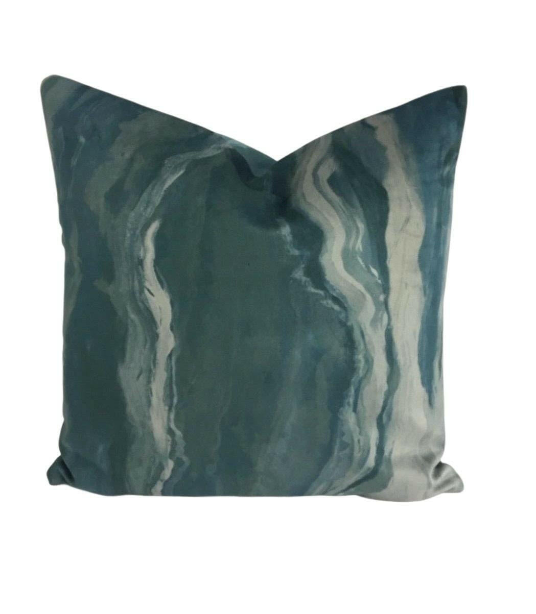 Prestigious - Lava - Teal - Marbled & Metallic Luxurious Velvet Cushion Cover - Handmade Throw Pillow Designer Home Decor.