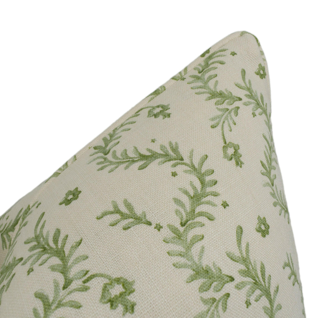 Linwood - Magic Lantern - Sea Kelp - Marine Style Trailing Floral Self Piped Cushion Cover - Handmade Throw Pillow - Designer Home Décor.