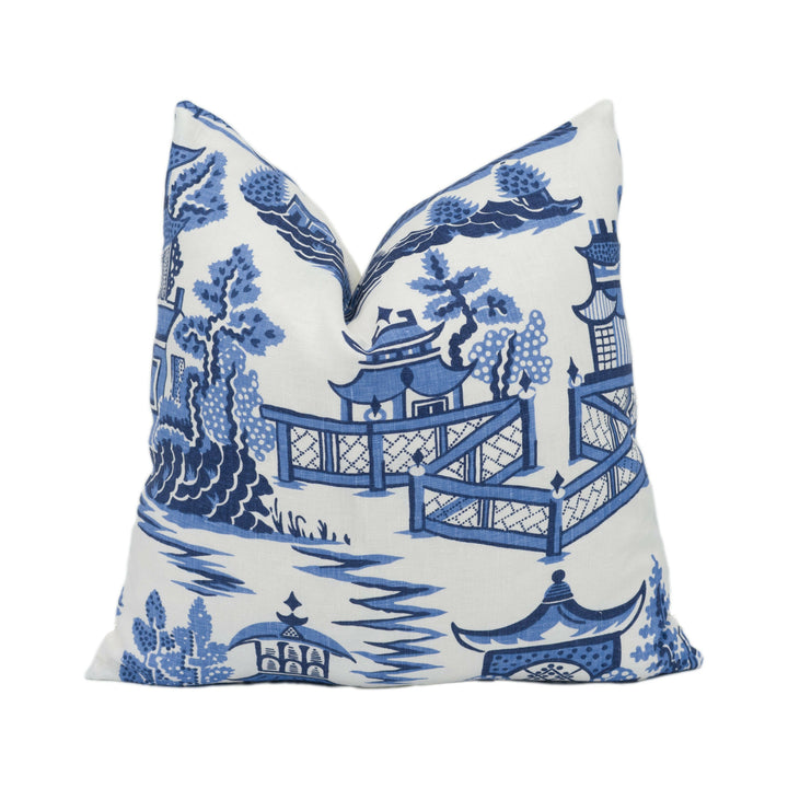 Schumacher - Nanjing - Porcelain - Modern Chinoiserie China Blue Designer Cushion Cover - Luxury Home Décor - Handmade Throw Pillow.