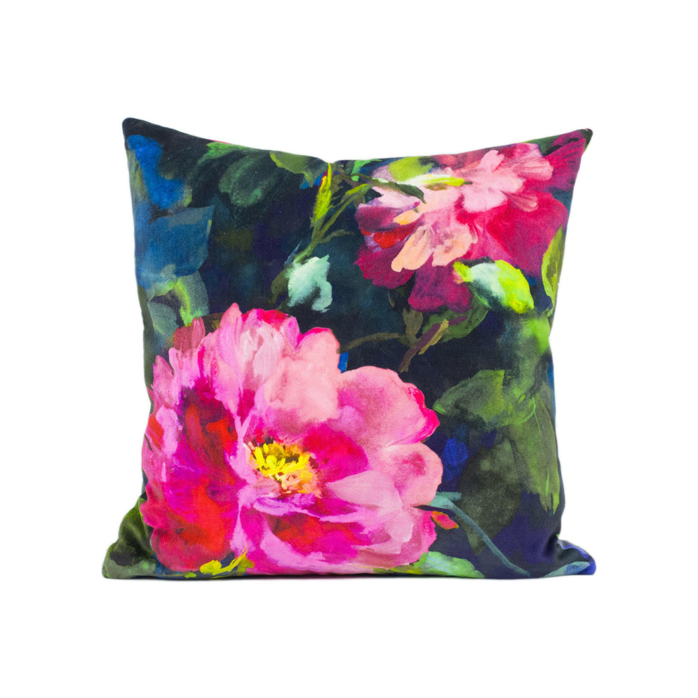 Designers Guild - Gertrude Rose - Fuchsia - Large Scale Painterly Floral Velvet Cushion Cover - Handmade Throw Pillow - Designer Home Décor.