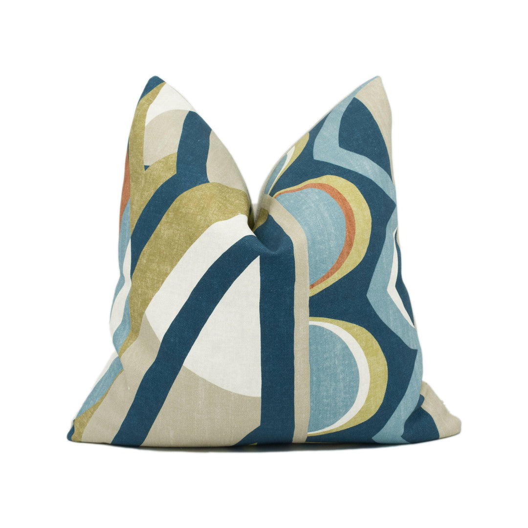 Harlequin - Atelier - Ink / Sky /Stone - Vintage 70's inspired Cushion Cover - Handmade Throw Pillow - Designer Home Décor.